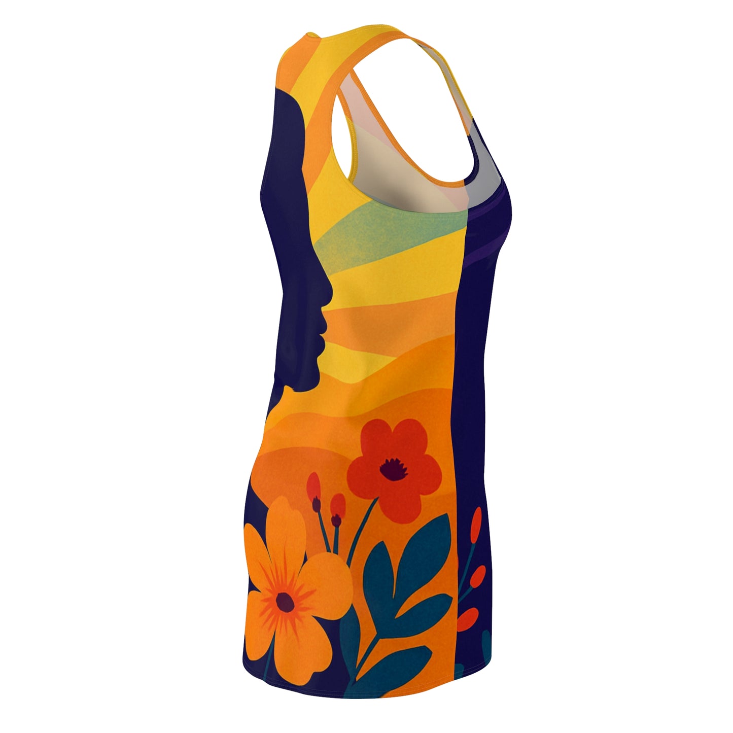 ✨Floral Silhouette✨ Racerback Dress, Boho Summer Dress, Casual Day Dress, Holiday Party Outfit, Unique Gift for Her