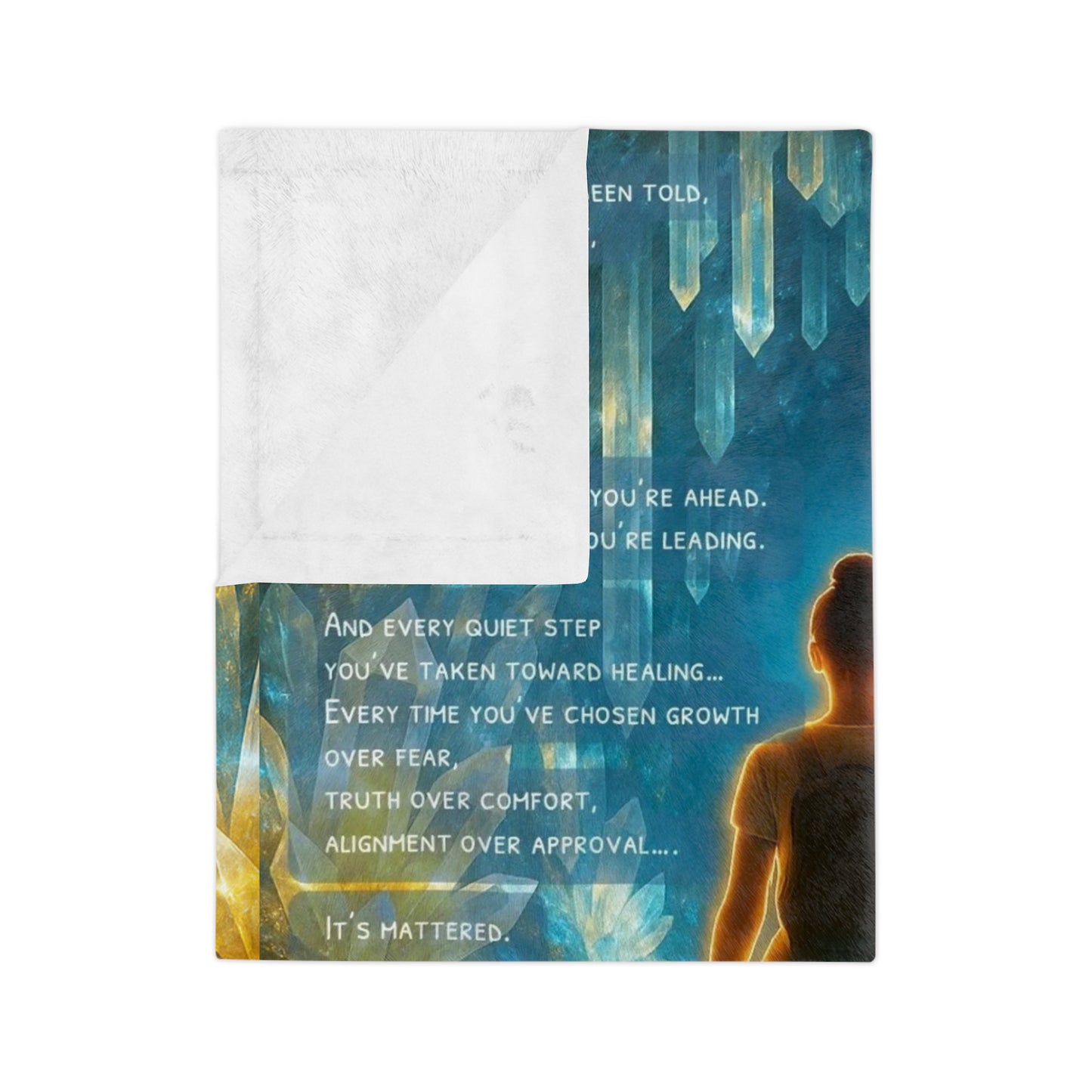 ✨The Crystal Within✨          Velveteen Microfiber Blanket - Cozy Message Throw, Healing Gift for Self-Care, Meditation, Spiritual Comfort, Home Decor