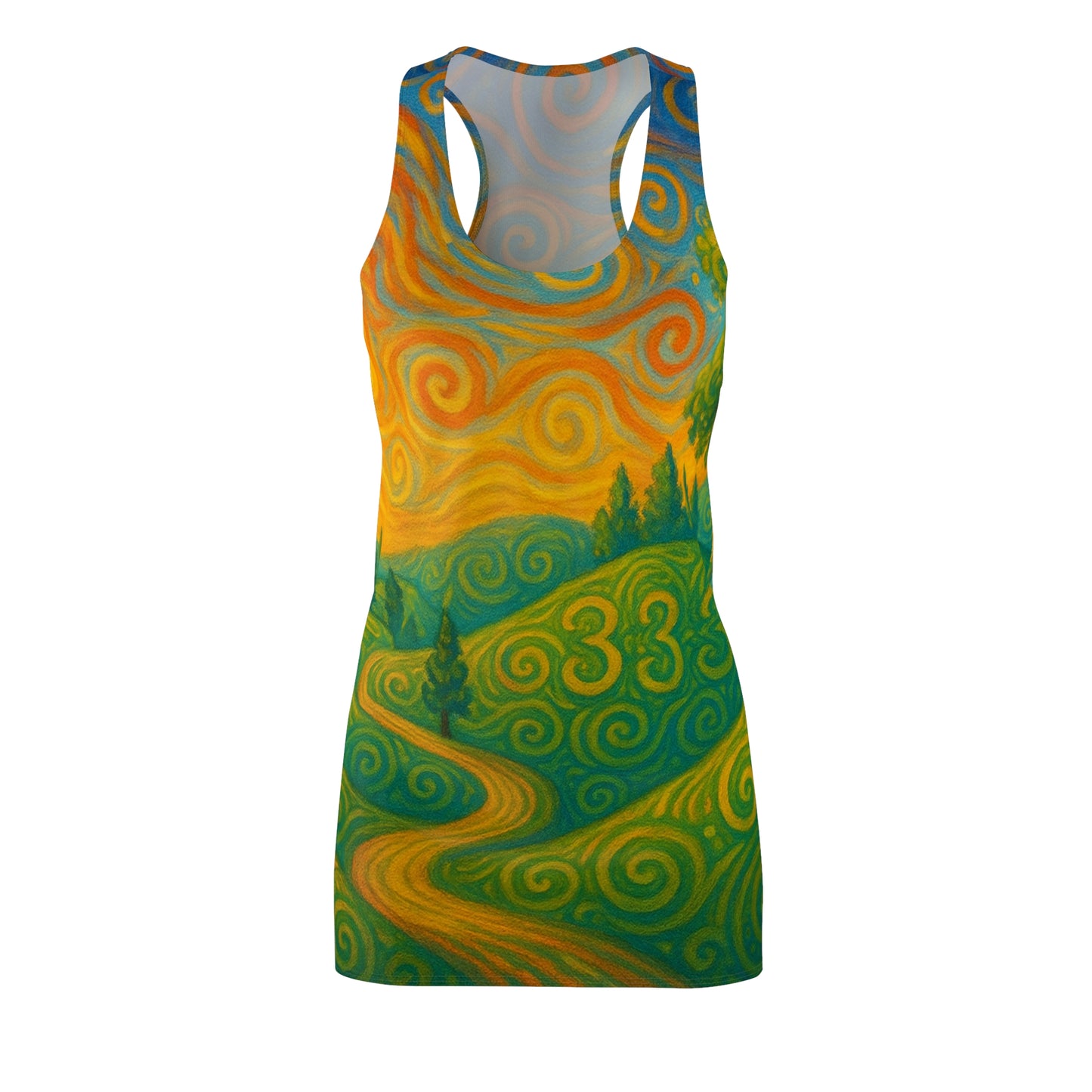 ✨Whispers of Synchronicity✨          Racerback Dress, Night Sky Dress, Starry Pattern Dress, Bohemian Summer Dress, Festival Outfit, Astrology Fashion