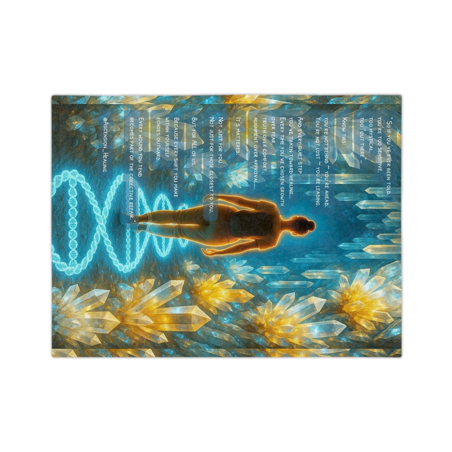 ✨The Crystal Within✨          Velveteen Microfiber Blanket - Cozy Message Throw, Healing Gift for Self-Care, Meditation, Spiritual Comfort, Home Decor
