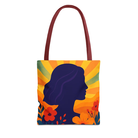 Rainbow Retro Colorful Floral Tote Bag - Feminine AOP Design, Eco-Friendly, Shopper Bag, Gift for Her, Everyday Use, Summer Vibes