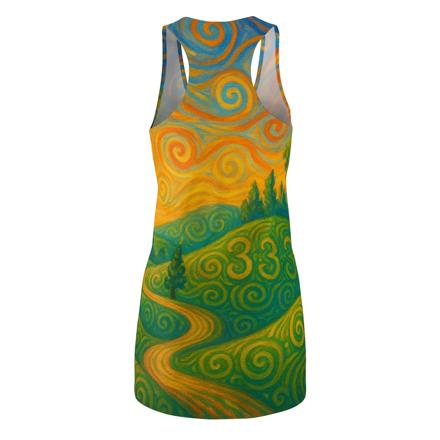✨Whispers of Synchronicity✨          Racerback Dress, Night Sky Dress, Starry Pattern Dress, Bohemian Summer Dress, Festival Outfit, Astrology Fashion