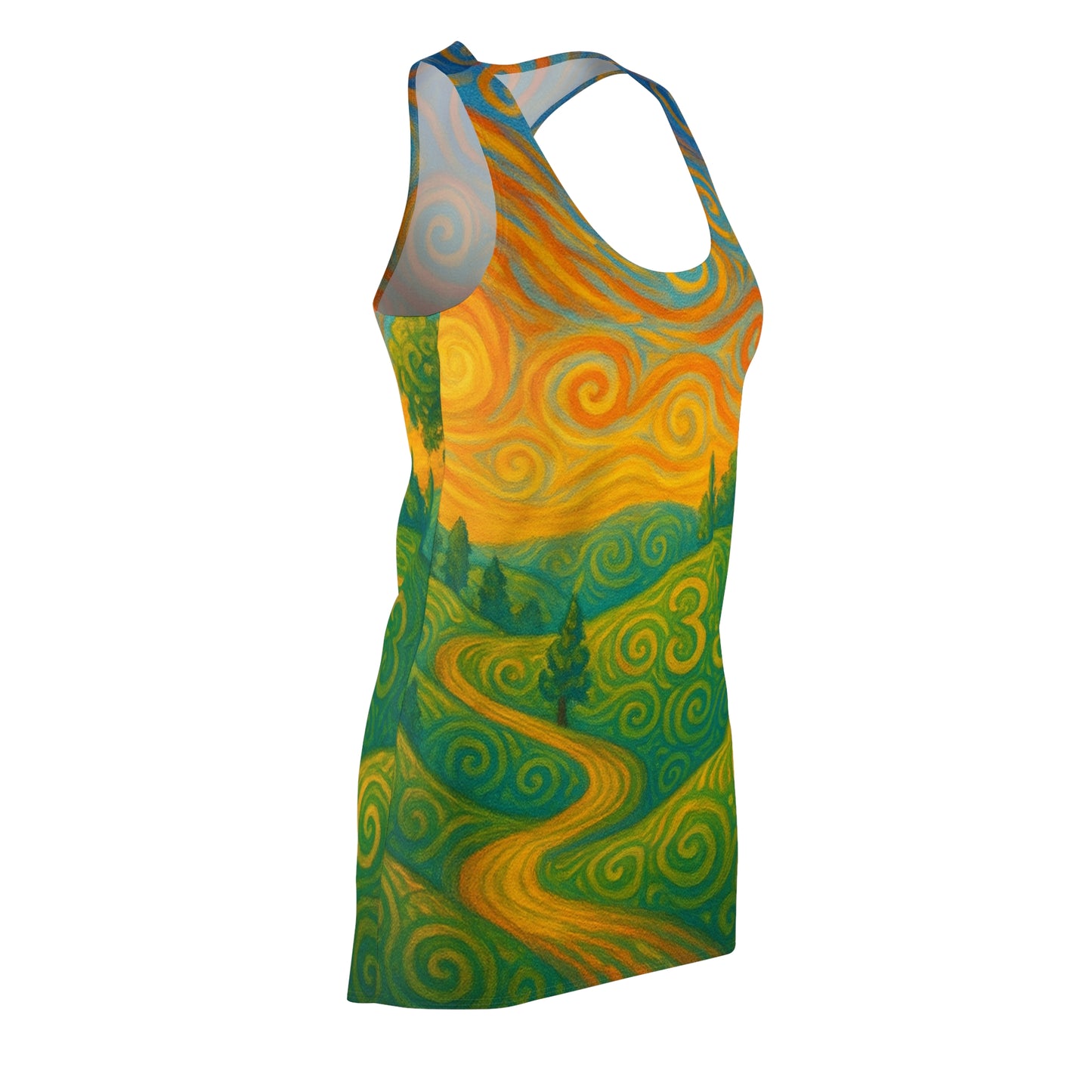 ✨Whispers of Synchronicity✨          Racerback Dress, Night Sky Dress, Starry Pattern Dress, Bohemian Summer Dress, Festival Outfit, Astrology Fashion